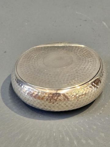 Antique Planished Silver Tobacco Box by A & J Zimmerman of Birmingham at Sturmans Antiques silver for sale