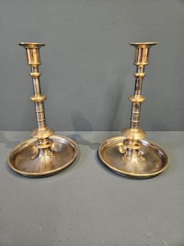 Antique Victorian Steel and Bronze Candlesticks