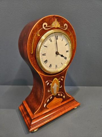 Antique Victorian Inlaid Mahogany Balloon Clock at Sturmans Antiques clocks for sale