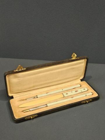 Antique Silver and Enamel Pen, Letter Opener and Pencil Set at Sturmans Antiques silver and enamel for sale