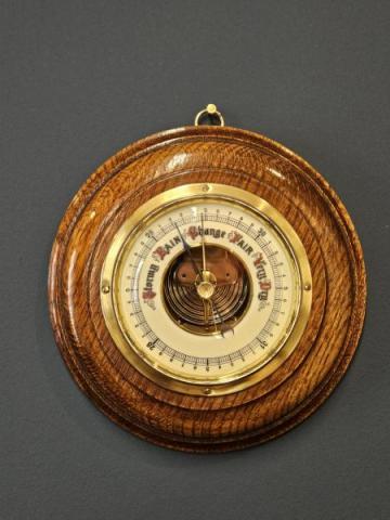 Antique Victorian Turned Oak Barometer at Sturmans Antiques Barometers for sale