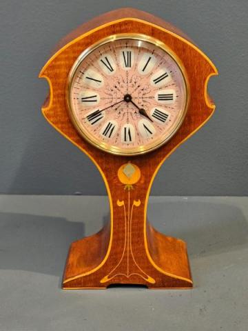 Antique Edwardian Art Nouveau Inlaid Mantel Clock at Sturmans Antiques mantel clocks for sale