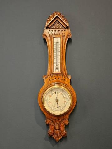 Antique Victorian Oak Banjo Barometer at Sturmans Antiques barometers for sale 