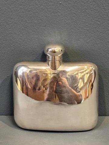 Antique Edwardian Curved Silver Hip Flask at Sturmans Antiques silver for sale 