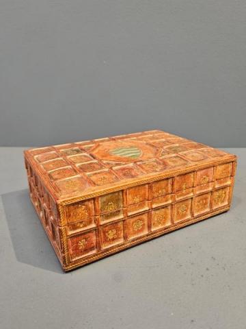 Antique Italian Embossed Leather Box at Sturmans Antiques box for sale