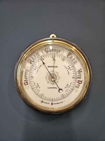 Antique Victorian Brass and Steel Cased Rapid Indicating Marine Barometer at Sturmans Antiques barometer for sale