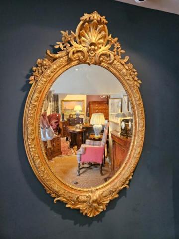 Antique Large Victorian Oval Gilt Mirror at Sturmans Antiques mirror for sale