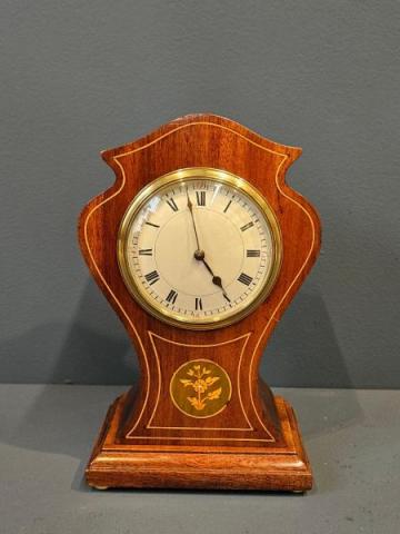 Antique Edwardian Inlaid Mahogany Mantel Clock at Sturmans Antiques clock for sale
