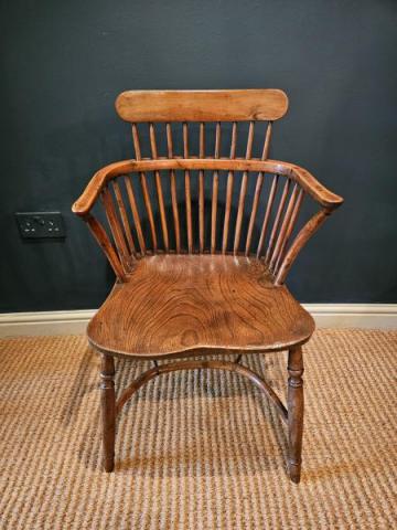 Antique Superb Yew Wood Comb Back Windsor Chair at Sturmans Antiques Furniture for sale