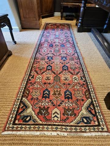 Antique 9' Persian Wool Runner at Sturmans Antiques rugs for sale