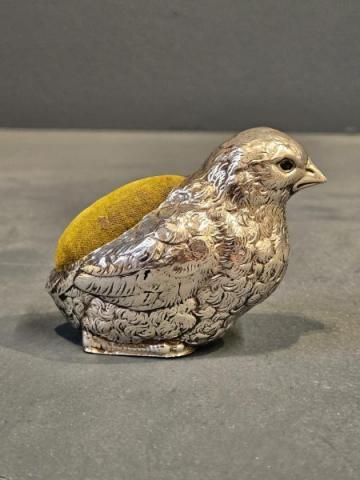 Antique Silver Chick Pin Cushion from Birmingham at Sturmans Antiques Silver for sale