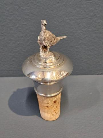 Antique Silver Grouse Topped Bottle Cork at Sturmans Antiques silver for sale