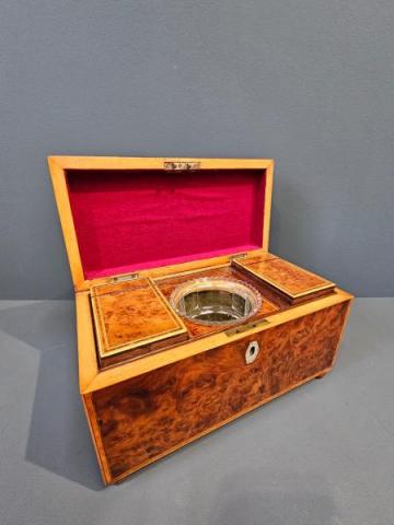 Antique Georgian Burr Yew Tea Caddy at Sturmans Antiques box for sale