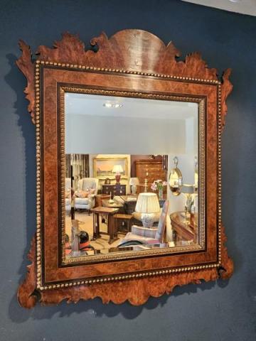 Antique Georgian Burr Walnut Mirror at Sturmans Antiques mirror for sale