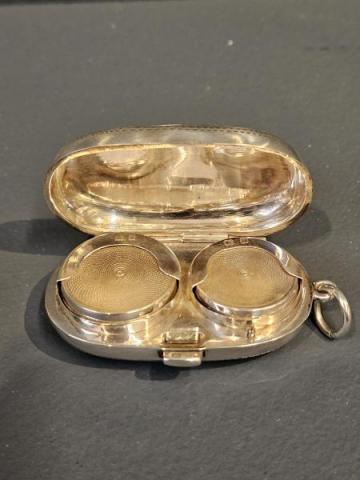 Antique Engraved Silver Double Sovereign Case by I S Greenburg of Birmingham at Sturmans Antiques silver for sale
