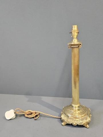 Antique Edwardian Reeded Column Doric Mount Table Lamp at Sturmans Antiques lamp for sale
