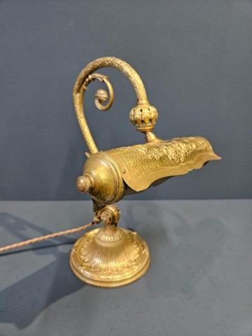 Antique Edwardian Gilt Brass Desk Lamp at Sturmans Antiques lamps for sale