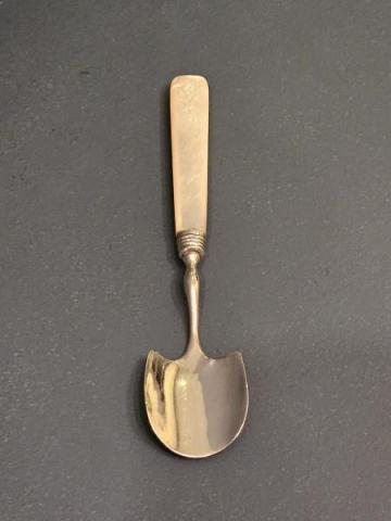 Antique Georgian Silver Cheese Scoop at Sturmans Antiques silver for sale