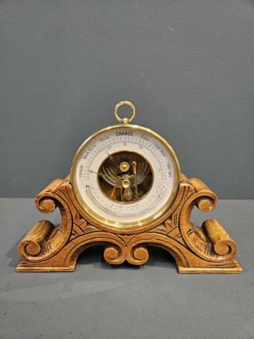 Antique Victorian Marine Barometer and Oak Stand at Sturmans Antiques barometer for sale