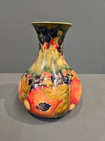 Antique Moorcroft Liberty's Green Pomegranate Vase at Sturmans Antiques Moorcroft for Sale