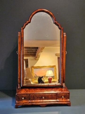 Antique George II Burr Elm Toilet Mirror at Sturmans Antiques Mirror for sale