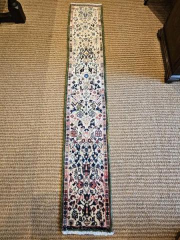 Antique 6' 7" Narrow Persian Pure Wool Runner Rug at Sturmans Antiques rugs for sale