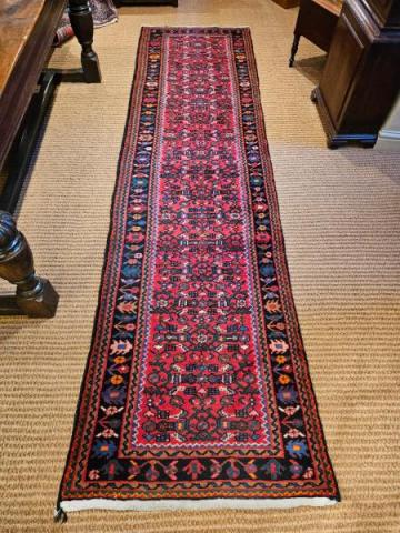 Antique 10' 6" Persian Pure Wool Runner Rug at Sturmans Antiques rug for sale