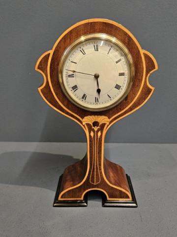 Antique Edwardian Inlaid Mahogany Mantel Clock at Sturmans Antiques clock for sale