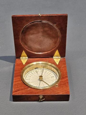 Antique Victorian Mahogany Cased Campaign Compass at Sturmans Antiques compass for sale 