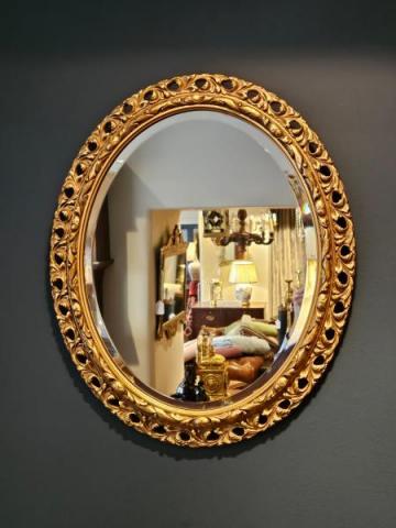 Antique Victorian Timber Gilt Oval Mirror at Sturmans Antiques Mirror for sale