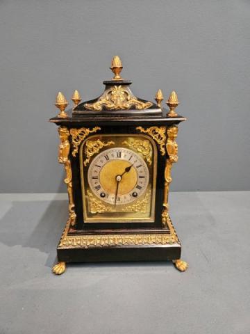 Late Victorian Ebony Ting Tang Bracket Clock 