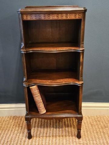 Antique Small Edwardian Mahogany Waterfall Bookcase at Sturmans Antiques furniture for sale