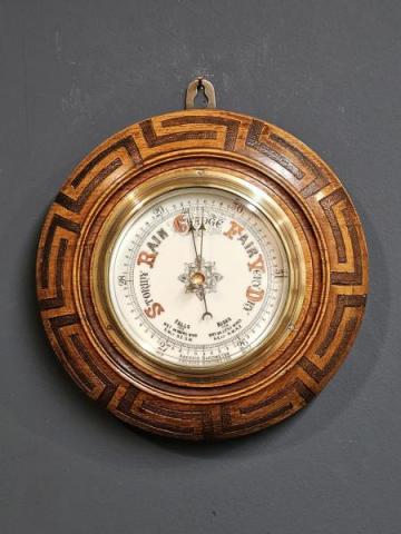 Antique Victorian Oak Geometric Border Barometer at Sturmans Antiques barometer for sale