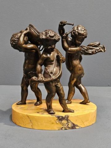 Antique Victorian Bronze Musical Putti Figural Group at Sturmans Antiques
