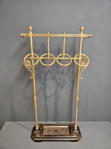 Antique Arts and Crafts Brass and Cast Iron Stick Stand at Sturmans Antiques metalware for sale