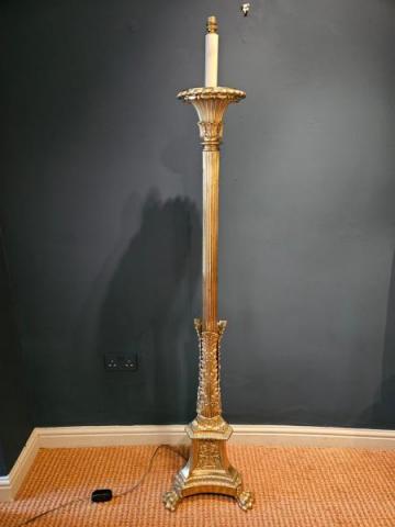 Antique Superb Edwardian Gilt Brass Lamp Standard at Sturmans Antiques Lamp for sale 