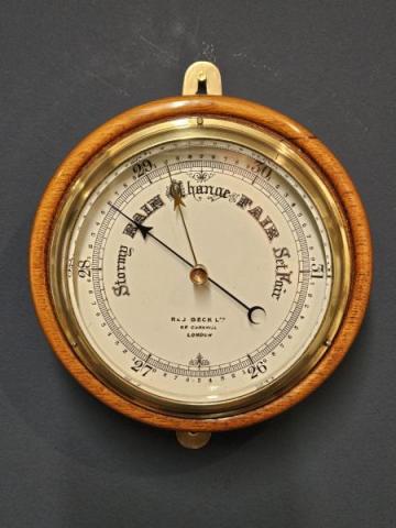Antique Victorian Oak Cased Barometer by R & J Beck, London at Sturmans Antiques barometer for sale