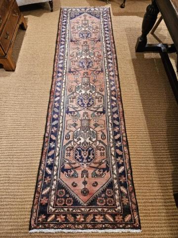 Antique 9' 5" Persian Pure Wool Runner at Sturmans Antiques rug for sale