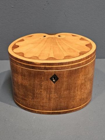Antique Sheraton Inlaid Kidney Shaped Tea Caddy at Sturmans Antiques boxes for sale