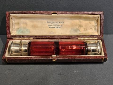 Antique Victorian Cut Ruby Double Ended Scent and Salts Bottle at Sturmans Antiques glassware for sale