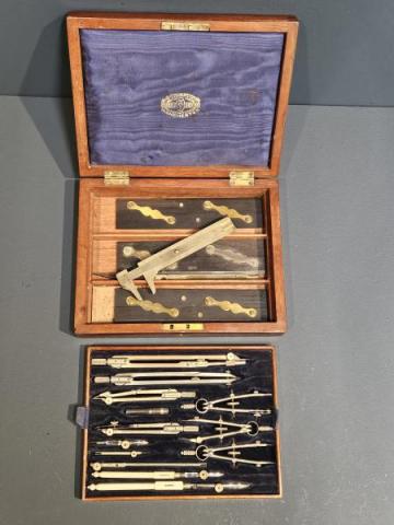 Antique Edwardian Draughtsman Drawing Instrument Set at Sturmans Antiques boxes for sale