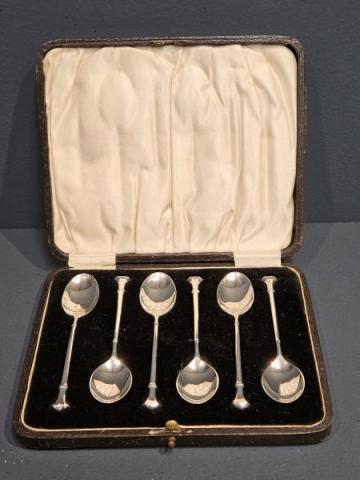 Antique Set of Six Silver Tea Spoons by Docker & Burn of Birmingham at Sturmans Antiques silver for sale
