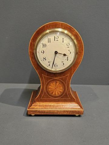 Antique Edwardian 8 Day Inlaid Balloon Clock at Sturmans Antiques clock for sale