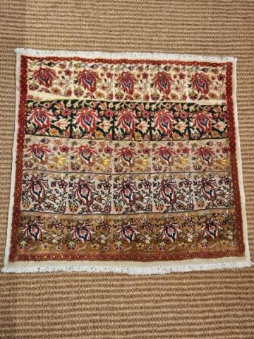 Antique Square Sarouk Persian Pure Wool Rug at Sturmans Antiques Rug for sale 