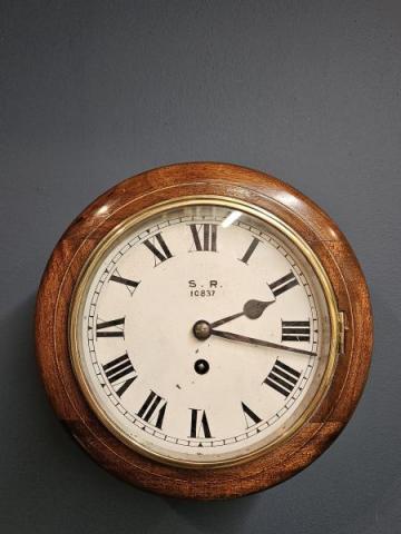 Antique Southern Railways 8" Dial Fusee Wall Clock at Sturmans Antiques clock for sale