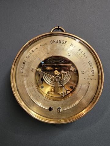 Antique Large Marine Barometer with Twin Thermometers at Sturmans Antiques barometer for sale