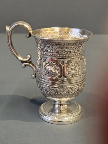 Antique Fine Quality Mid Victorian Glasgow Silver Mug at Sturmans Antiques silver for sale