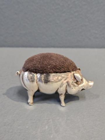 Antique Silver Pig Pin Cushion by Adie & Lovekin of Birmingham at Sturmans Antiques silver for sale 