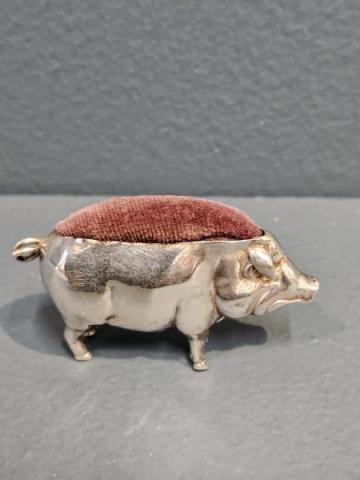 Antique Small Silver Pig Pin Cushion by Adie & Lovekin of Birmingham at Sturmans Antiques silver for sale
