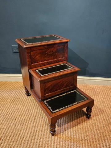Antique Early Victorian Mahogany Library Steps at Sturmans Antiques furniture for sale